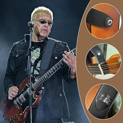 Guitar Straps for Electric Guitar Bass, Smooth Guitar Strap, 3" Wide Padded Straps with 3D Sponge Filling, Comes with 4 Picks + 2 Strap Locks + 1 Headstock Tie + 1 Tie Rope, Dark Blue - color: Smooth Deep Blue
