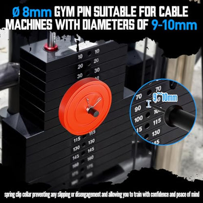 Reinforced Weight Stack Pin 132Lbs & 110Lbs Capacity – Fits Home/Commercial Gyms – Universal Gym Equipment Accessory for Weight Stacks, Smith Machines & Fitness Rigs - size: Dia:8mm Length:110mm
