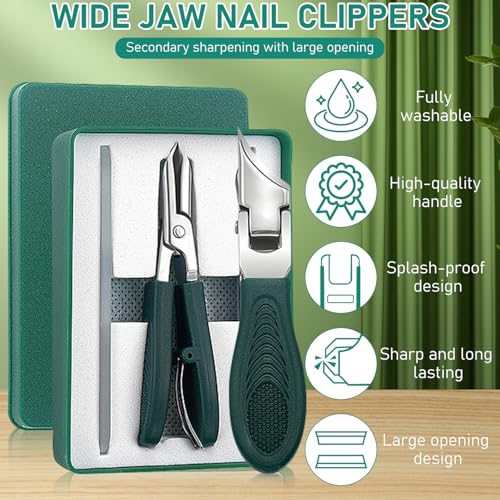 Eagle Beak Beveled Nail Clippers, 2025 New Ultra Sharp Stainless Steel Nail Clippers for Thick and Ingrown Nails (Green)