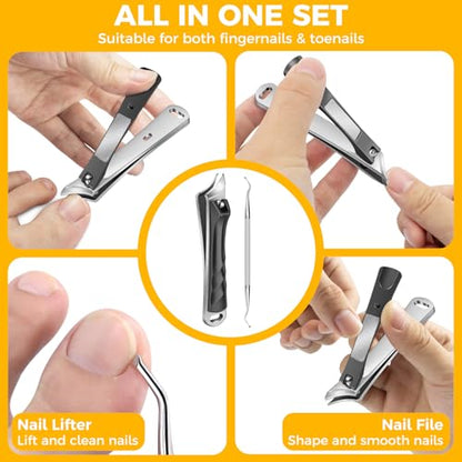 Ingrown Toenail Clippers, Edgy Nail Clippers for Thick Nails | Professional Slanted Curved Blade Finger Nail Clippers, Angled Nail Cutters for Seniors, Adults, Men & Women - style: Black