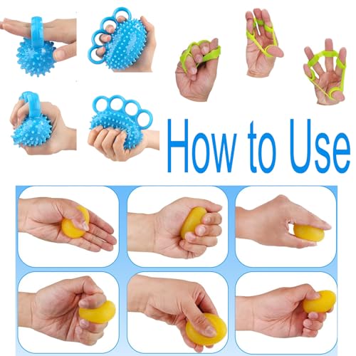 Hand Exercise Balls, Finger Therapy Squeeze Balls for Wrist Pain Relief, Carpal Tunnel, Therapy, Stress Relief, Set of 4