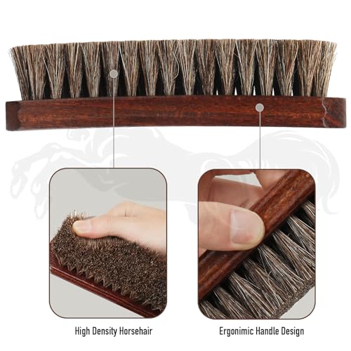 100% Horsehair Shoe Brush - 7" Solid Beech Wood Leather Shine Brush for Boots, Shoes, & Car Interiors - Soft Polishing Bristles for Buffing & Cleaning (7" Brush 1pc) - style: 7" Brush 1pc