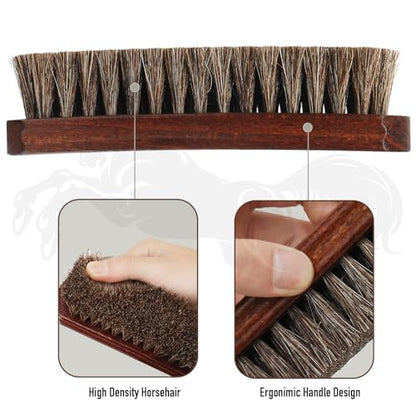 100% Horsehair Shoe Brush - 7" Solid Beech Wood Leather Shine Brush for Boots, Shoes, & Car Interiors - Soft Polishing Bristles for Buffing & Cleaning (7" Brush 1pc) - style: 7" Brush 1pc
