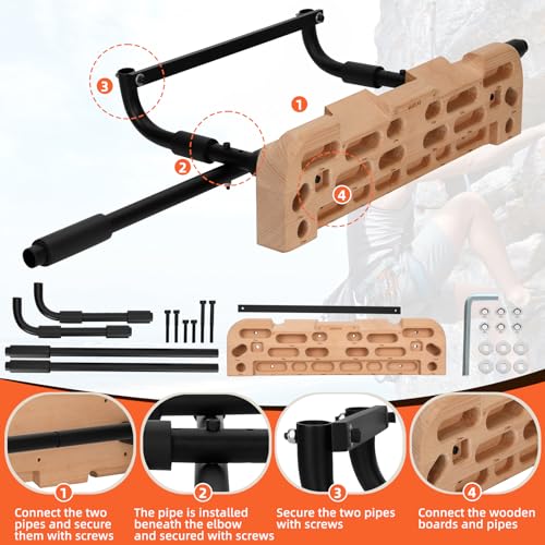 MARGAR Hangboard Rock Climbing Hangboard with Door Way Pull Up Bar, 2 in 1 Hangboard Rock Climbing Hangboard, Rock Climbing Hangboard Over Door for Rock Climbing Training and Home Fitness