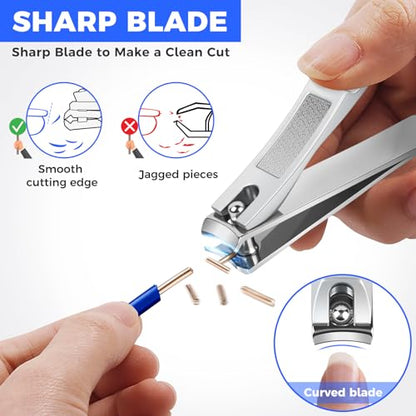 DRMODE Finger Nail Clippers Adult, 2 Pack Large & Small Nail Clippers Set for Men Wome Fingernail Toenail, Stainless Steel Sharp Toenail Clippers Travel Nail Cutter Timmer with Case | Large Small Fingernail Toenail Clipper, Stainless Steel Sharp Toenail C
