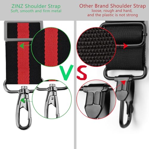 ZINZ 79 inch Shoulder Strap, Extra-thick Fixed Cushion Pad and Dual Clasps Universal Replacement Strap with Metal Swivel Hooks for Laptop Bags, Luggage Bags, Camera, Crossbody(Stripes-BkRBk) - color: Stripes-bkrbk