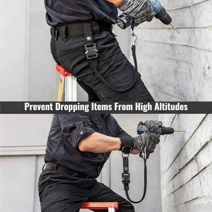 Tactical Tool Lanyard with Quick-Release Buckle, Retractable Tether for Safety Fall Protection with Screw Lock, Multi-Function Tool Lanyards for Hand Tools、Pistol、Belt or MOLLE