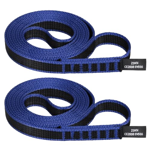 18mm Nylon Climbing Sling Runner 23KN CE2008/EN566 Certified - Webbing Straps for Outdoor Rock Climbing, Rappelling, Swing, Yoga Hammock etc - color: Light blue, size: 120cm/ 48inch |Pack of 2