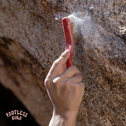Rock Climbing & Bouldering Brush, Ergonomic, High Density Wild Boar's Thick Hair Bristles, 100% Recyclable, Strong Outdoor & Indoor Free Spiky Ring, Yellow - color: Yellow