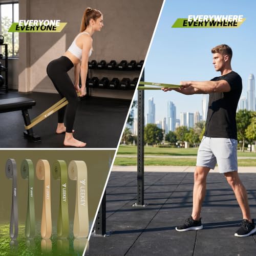 LEEKEY Pull Up Assistance Bands,5-125LB Resistance Bands with Grip、Door Anchor、Gym Bag - Exercise Bands for Full-Body Training, Fitness, Physical Therapy -USA Original Patent - style: 5-125LBS GREEN