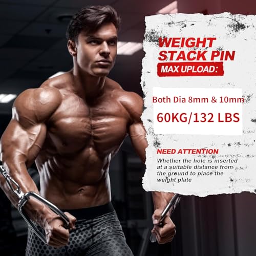 AHTAPFON Weight Stack Pin with 1 x Spring Collar,Weight Extender Pin,Fits Add 2" Weight Plates for Cable Machine,Fitness Equipment for Home Gym - size: 10×110mm-200mm-Rod
