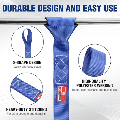 WORKPRO Soft Loop Tie Down Straps (4-Pack), 1.6" x 17", 5000 lbs Breaking Strength, Heavy Duty with Soft Loop Ends for Securing Motorcycles, ATVs, UTVs, Kayaks, Dirt Bikes - Blue