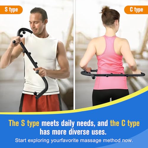 Trigger Point Massage Tool,Two Shapes Handheld Back and Neck Massager for Pain Relief,Muscle Release Tool Manual Massage Hook Back Neck Shoulder Massager Black - Gift for Women & Men - color: Black