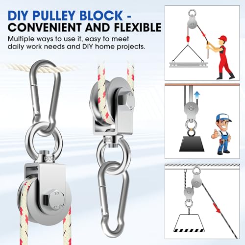 U Type Swivel Pulley Block, 304 Stainless Steel Pulleys for Wire Rope Cable Lifting, DIY Gym Equipment Part, Clothesline, Hoist - Waterproof Sturdy 360 Degree Rotating Wheel (48 mm, 1) - style: 48 mm