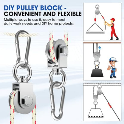 U Type Swivel Pulley Block, 304 Stainless Steel Pulleys for Wire Rope Cable Lifting, DIY Gym Equipment Part, Clothesline, Hoist - Waterproof Sturdy 360 Degree Rotating Wheel (48 mm, 1) - style: 48 mm