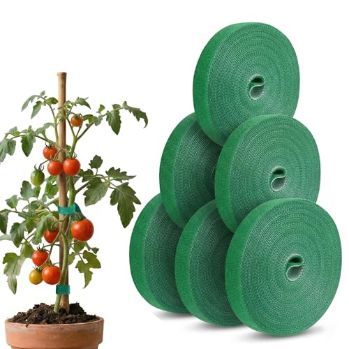 32.8ft Garden Plant Ties, Reusable Green Nylon Plant Tape for Climbing Plants, Tomato Vines & Flower Support, Adjustable Hook and Loop Garden Straps for Trellis & Wall Fixing 6 Rolls（Green） - size: 6 Pack 196.8 Feet