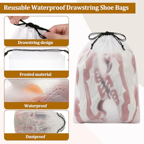 Drawstring Shoe Bags Shoe Bags for Packing, Storage Reusable Waterproof Shoe Organizers for Sneakers & Clothes, Translucent Travel Bags for Men Women (16 Pack) - size: 16 Pack