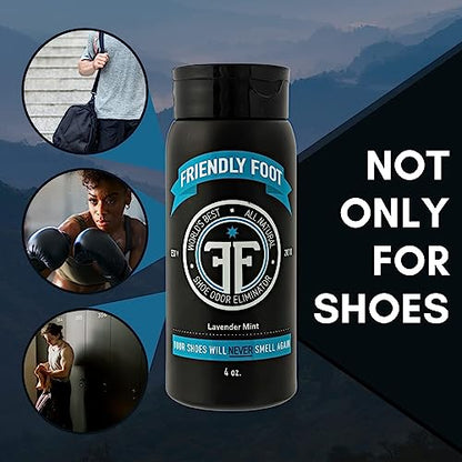 Powder - Natural Foot and Shoe Deodorizer Powder Extra Strength - Travel Size Shoe Freshener & Foot Deodorant for Smelly & Sweaty Feet - Lavender and Mint Scented Shoe Odor Eliminator
