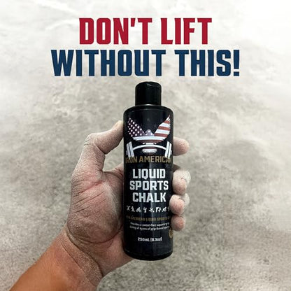 IRON AMERICAN Liquid Chalk - No-Mess Long-Lasting Grip Chalk for Weightlifting, Gymnastics, Rock Climbing, and Fitness Training - Advanced Hand Chalk for Gym - size: COMBO KIT (8.3 oz. + 1.7 oz. bottles)
