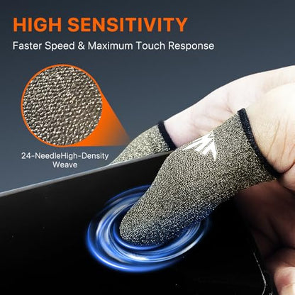 JWH Ultra-Thin Pure Silver Fiber Gaming Finger Thumb Sleeve, Silky Sensitivity,20 Pack Guantes para Dedos dedales Gamer profesionales,with 2 pcs Storage Box,Dedales Gamer,for PUBG Gaming Cots Gloves - color: Silver（20pack,2pcsStorage Box）