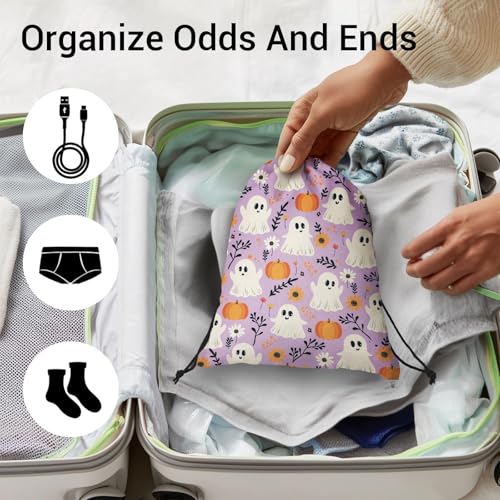 Gymnastics Grip Bag Lightweight Small Drawstring Grip Bags for Gymnasts - color: Halloween Ghost-multi
