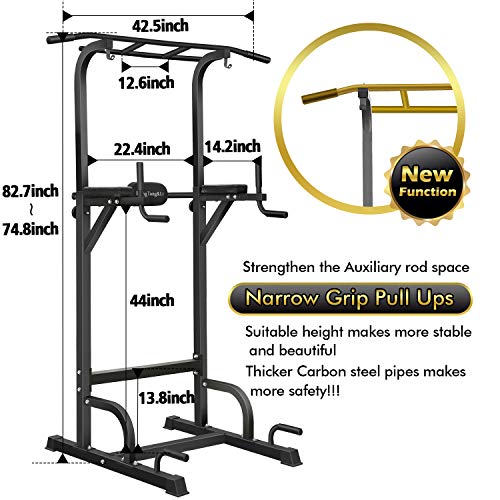 BangTong&Li Power Tower, Pull Up Bar Dip Station/Stand for Home Gym Strength Training Workout Equipment - color: Black
