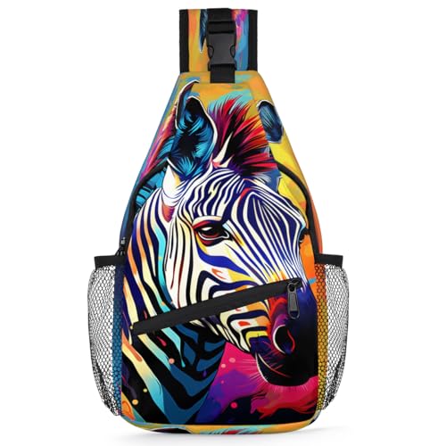 Colorful Zebra Sling Bags for Women Men, Waterproof Crossbody Sling Backpack Travel Outdoor Sports Chest Bag - color: Purple