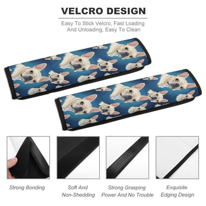 2 Piece White French Bulldog Car Seat Belt Pad Breathable Seat Belt Cushion for Child, Stroller Pushchair High Chair, Easy Install (No Tool) - color: Pattern 759