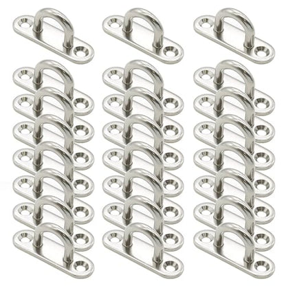 24 PCS 1.8 Inch Pad Eye, Stainless Steel Ceiling Hook Pad Eye Plate, Marine Hardware Staple Hook Loop with Screws