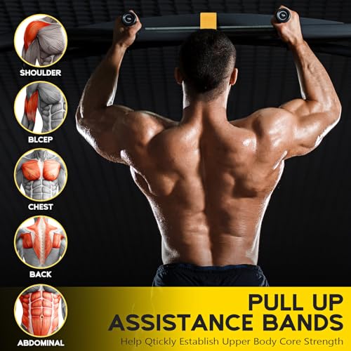 HOXWC Pull Up Assistance Bands, Adjustable Heavy Duty Resistance Band for Pull Up, 3 Pull Up Bands, Comfortable Fabric Feet/Knee Rest, Assistance Bands for Pull-Up, Home Fitness, Body Stretching - color: 1-Yellow