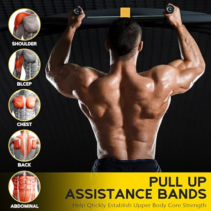 HOXWC Pull Up Assistance Bands, Adjustable Heavy Duty Resistance Band for Pull Up, 3 Pull Up Bands, Comfortable Fabric Feet/Knee Rest, Assistance Bands for Pull-Up, Home Fitness, Body Stretching - color: 1-Yellow