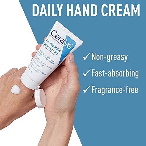 CeraVe Therapeutic Hand Cream for Dry Cracked Hands With Hyaluronic Acid and Niacinamide, Fragrance Free 3 Ounce - size: 3 Ounce (Pack of 1)