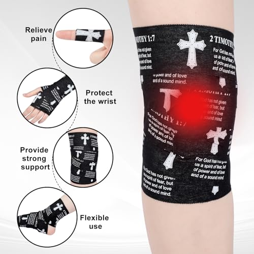 MiniInflat 2 Pcs Christian Cross Athletic Tape Sports Tape 2in x 23ft Religion Jesus Wrist Wrap for Soccer Football Baseball, Gift for Graduation Teacher Nurses Week Pentecost(Black,2 Timothy 1:7) - color: Black, style: 2 Timothy