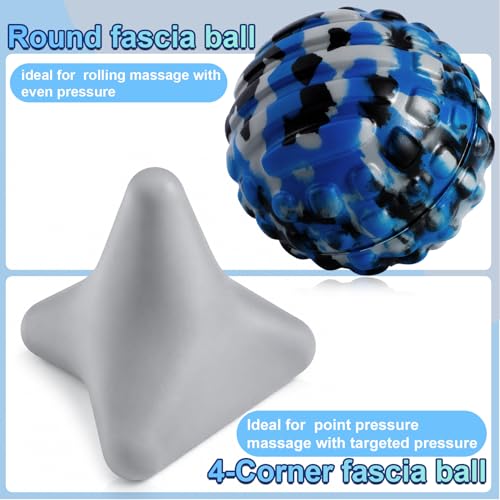 Fascia Release Tools Deep Tissue Massage Ball for Exercise & Recovery Targets Back, Shoulder, Legs&Feet - Relieves Muscle Knots, Trigger Point Massage, Pressure Point Therapy- Myofascial Release Ball - color: Blue&gray, size: 2-Pack | 2.8-inch