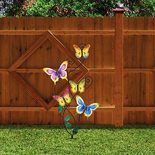 Juegoal 28 Inch Butterfly Garden Stake Decor Metal Wall Art Decoration, Mothers Day Ideal Gifts for Mom, Yard Outdoor Ornaments - style: Butterfly