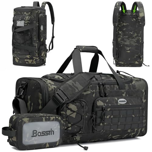Bosstin Gym Bag for Men & Women,45L Travel Duffle Sports Duffel Bag Gym Weekender Overnight Backpack with Shoe Compartment (GREEN CAMOUFLAGE) - color: GREEN CAMOUFLAGE