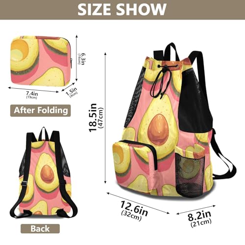 GuoChe Drawstring Backpacks Gym Swim Bag With Inside Pockets Pull String Bag Waterproof Cute Avocados Hot Blush - color: Cute Avocados Hot Blush
