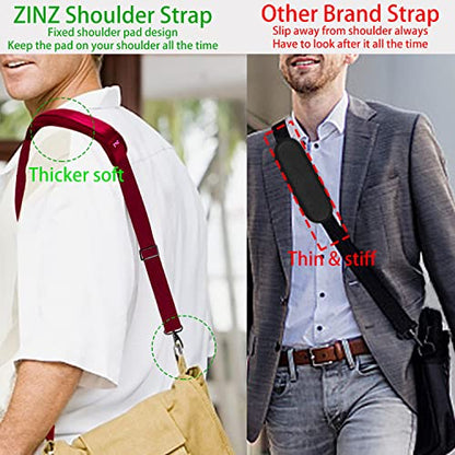 ZINZ Shoulder Strap 58" Ultra-Thick Fixed Padded and Adjustable Buckles Crossbody Strap for Briefcase Laptop Bag Luggage - color: Red