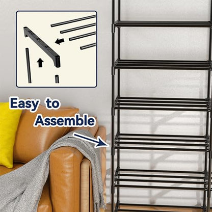 Large Shoe Rack Organizer, 2-Row 8-Tier Tall Shoe Storage Shelf for Closet, Entryway, Garage, Metal Free Standing Shoe Holder for 28-32 Pairs Shoes, Sturdy Stackable Shoe Stand for Bedroom - size: 2 Row 8 Tier
