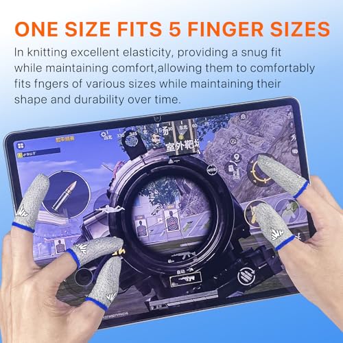 JWH Ultra-Thin Silver Fiber Gaming Finger Sleeves,White Thumb Sleeves Mobile Phone Gaming Cots,12 Pack Gaming Finger Gloves for PUBG,with Storage Box,High Sensitivity,Silky Sweat-Proof, Dedales Gamer - color: White silver(12pack,storage box)