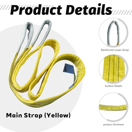2-Pack 3"×6.5ft Industrial Lifting Sling, Heavy-Duty Polyester Webbing Sling, 6600 lbs Capacity, 5:1 Safety Factor, Eye-to-Eye Rigging Sling for Crane, Hoist & Machinery - size: 6.5 ft -2Pack