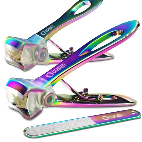 Nail Clippers with Catcher - Anti Splash Wide Jaw Opening Thick Toenail Clippers for Seniors | Self-Collecting Fingernail Cutter Heavy Duty Toe Nail Clipper for Men&Women | Chromatic L&S - color: Chromatic (L + S)