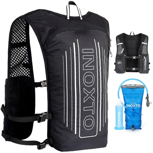 INOXTO Running Hydration Vest Backpack,Lightweight Insulated Pack with 1.5L Water Bladder Bag Daypack for Trail Hiking Running Cycling Race Marathon for Women Men - color: Dark Black