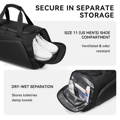 reeyee 30L Cordura 3-Way Convertible Duffle Backpack, Heavy-Duty Waterproof Sports Gym Bag with Shoe Compartment, 3-in-1 Travel Carry-on (Backpack/Duffle/Shoulder Bag) for Business, Sports & Outdoors