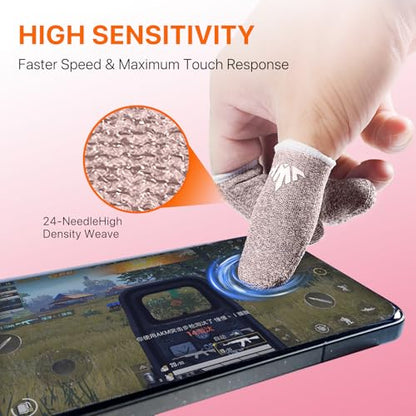 JWH Ultra-Thin Silver Fiber Gaming Finger Sleeves,Pink Thumb Sleeves Gaming Cots,10 Pack Gaming Finger Gloves for PUBG,with Storage Box,High Sensitivity,Anti-Slip,Fundas para Dedos Gamer - color: 10Pcs Pink + Storage box