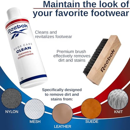 Reebok Restore Kit - Shoe Cleaner Kit, 6oz Cleaner and Conditioner with Premium Shoe Cleaning Brush - Shoes Cleaner Kit for Sneakers, Leather, Suede, Canvas & More