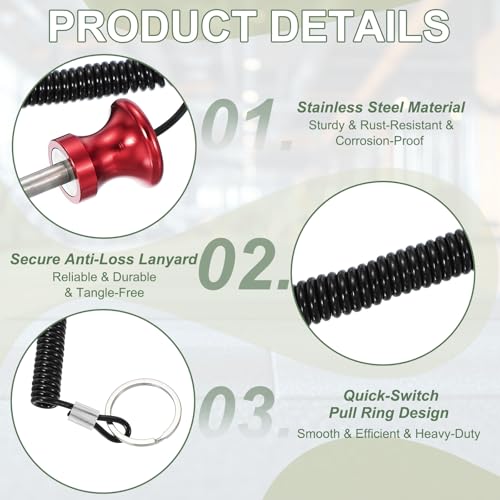 Weight Stack Pin, Weight Gym Pin Strength Training Equipment Replacement with Pull Rope for Commercial Home - color: Red, size: 0.3 x 3.9 Inch