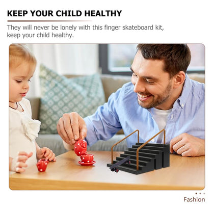 Fingerboard Skate Park Kit 2pcs, Finger Skateboard Ramps and Stairs with Handrails, Premium Mini Skateboard Obstacles Accessories for Finger Board Skill Training, Gift for Kids Ages 5+