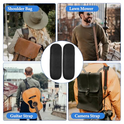 2 Pieces Soft Black Shoulder Strap Pad, Breathable Black Shoulder Pads for Bag Strap Removable Backpack Straps Pads Padded Fastener Cushions Replacement Straps Pad for Guitar Duffle