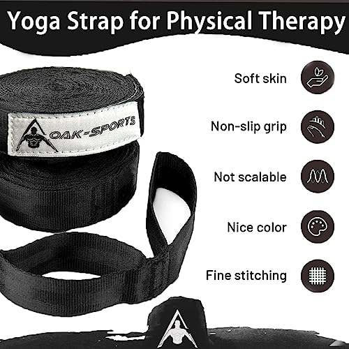 Stretching Strap Yoga Strap with Loops, Stretch Straps for Physical Therapy, Non-Elastic Exercise Strap for Pilates, Dance and Gymnastics with Workout Guide - color: Black+Black
